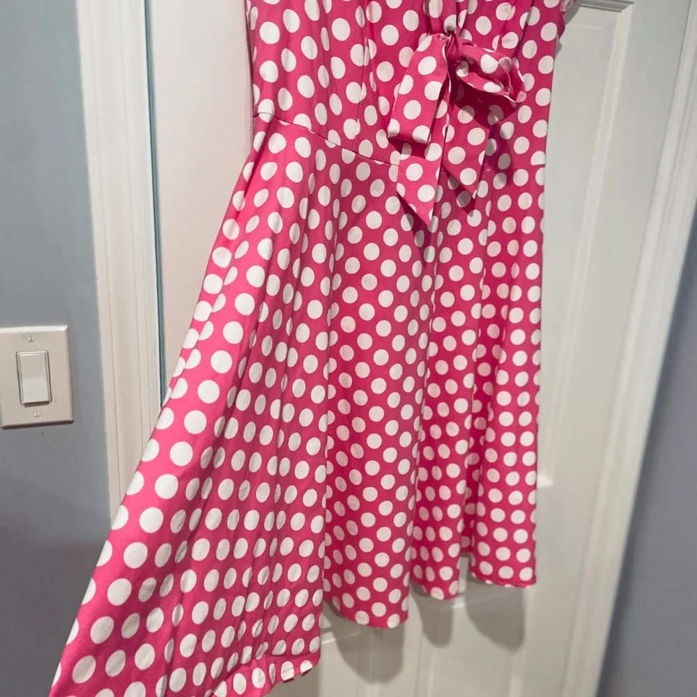 Dressystar Women’s 1950s Rockabilly Cocktail Party Dress Pink Polka Dot XXL